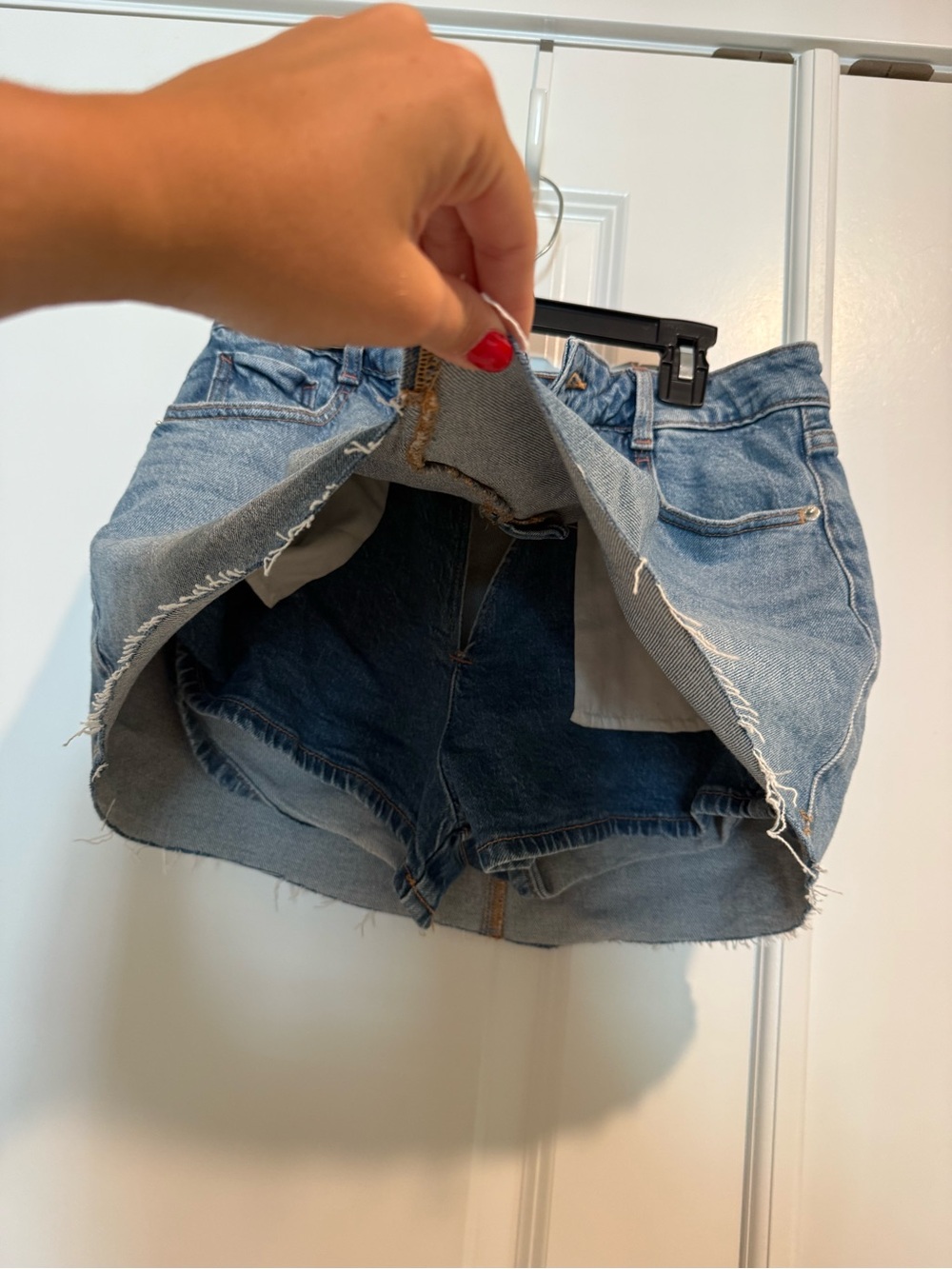 Zara Light Blue Distressed Denim Shorts
